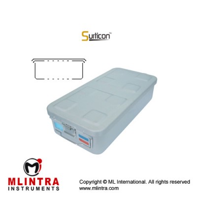 Surticon™ Sterile Container 1/1 Basic Safe Model Grey Perforated Lid and Bottom Stainless Steel - Aluminium, Size 580 x 280 x 100 mm